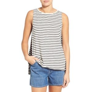 Madewell tank top sleeveless black and white striped cotton